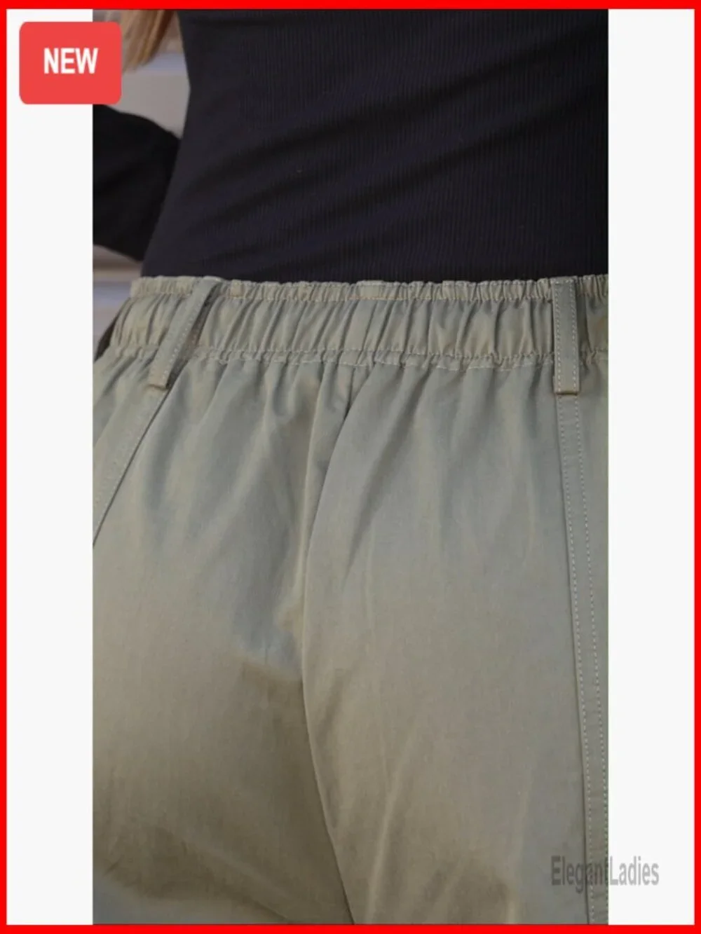 100% Cotton Cargo Pants Drawstring Elastic Waist Hiking Work Pants with Pockets